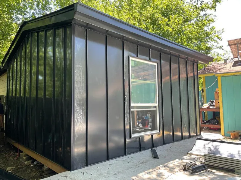 Black standing seam metal wall panels for Metal Roof Installation in Staunton